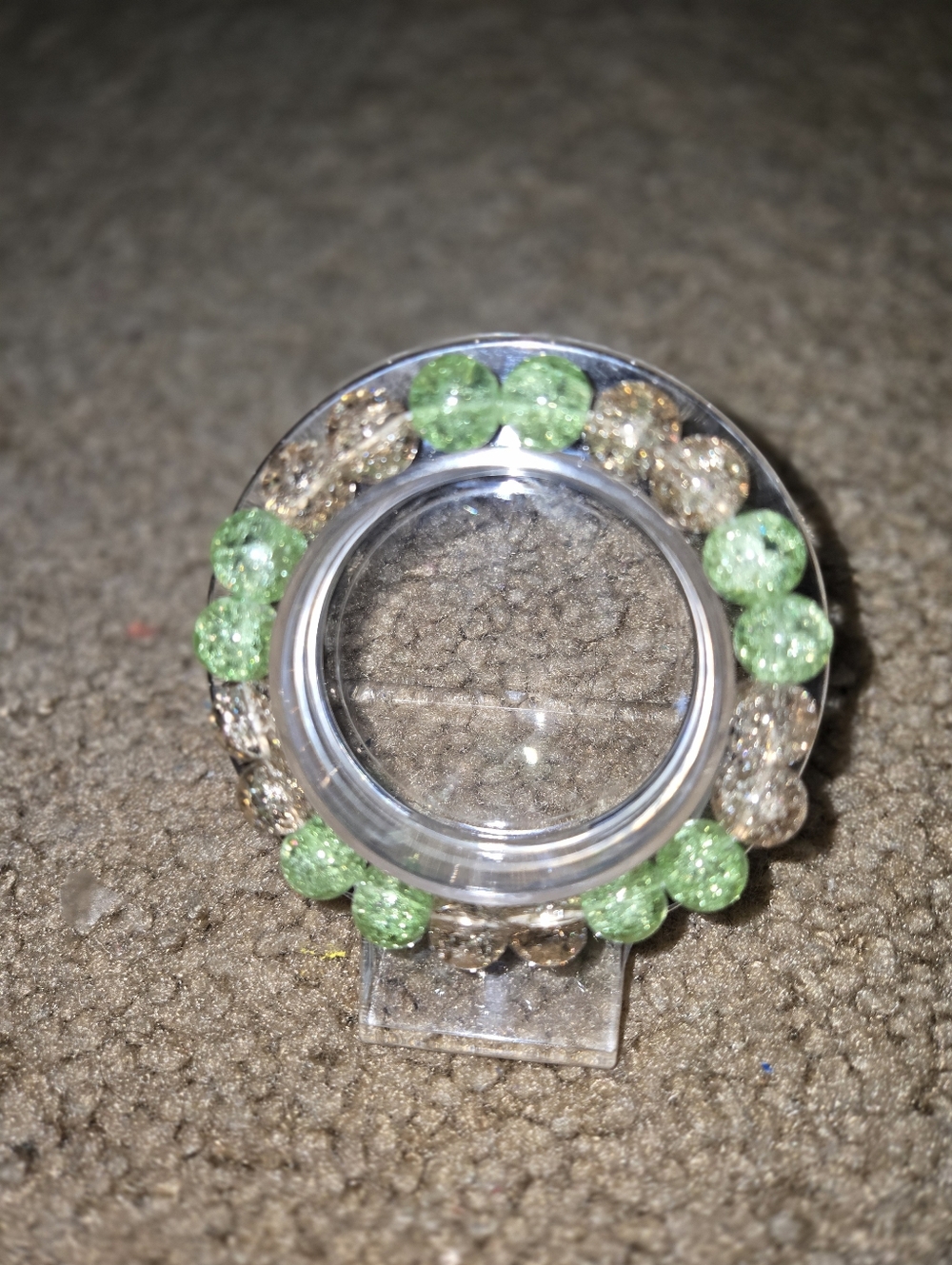 Handcrafted Beaded Bracelet • Green & Gold Sparkle Beads • Giftable 299 - Picture 2 of 5